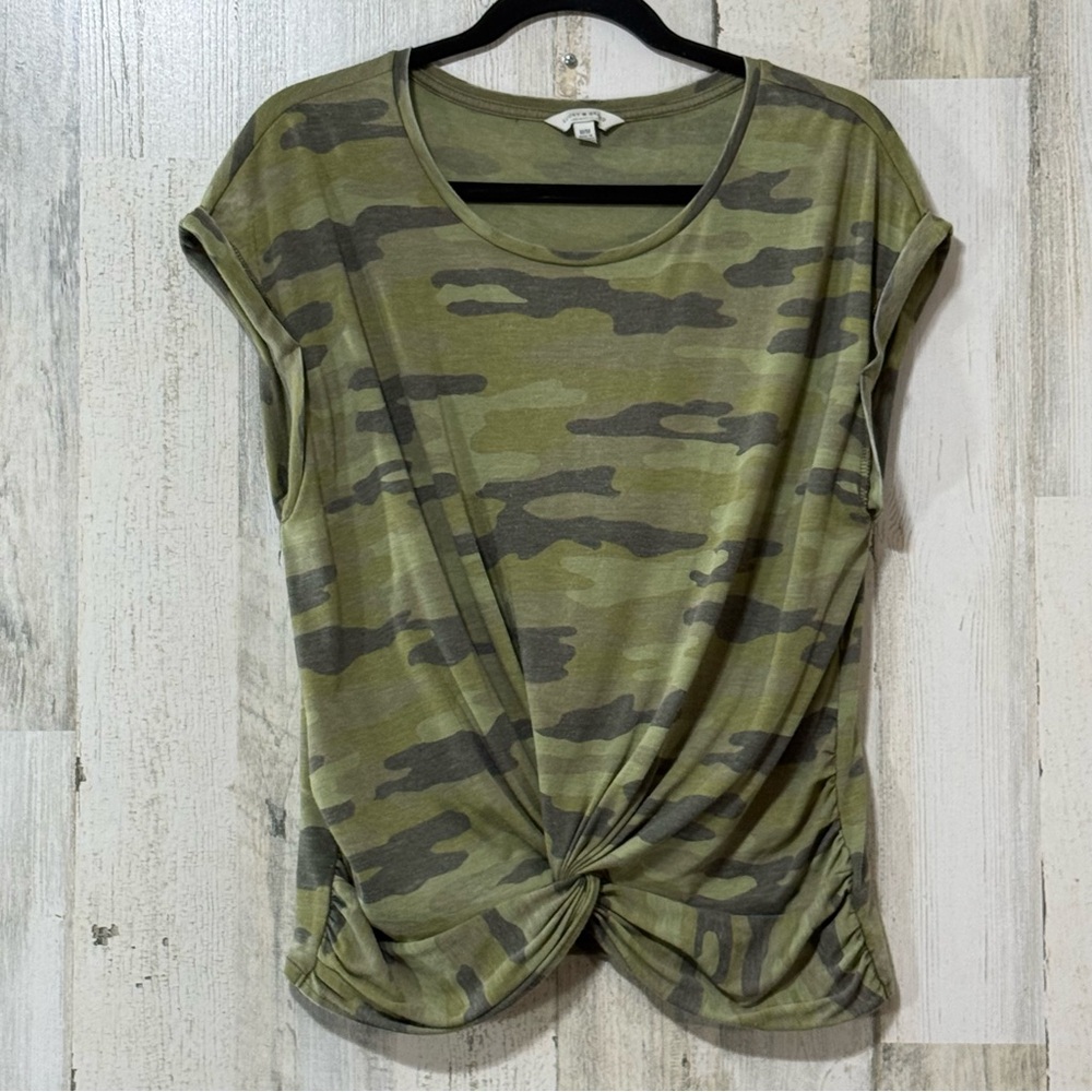 Lucky Brand Olive Camouflage Twist Front Tee